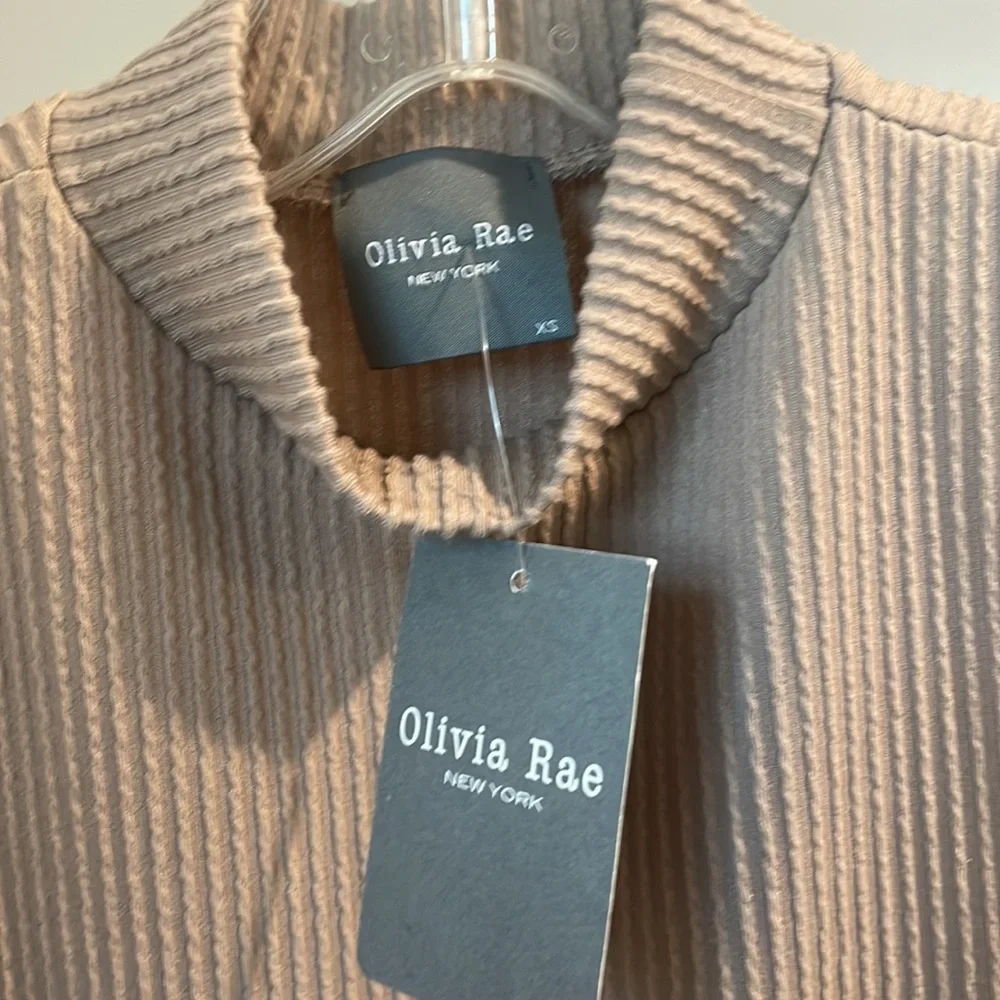 NWT Olivia Rae Size XS Taupe Sleeveless Turtleneck MIdi Dress